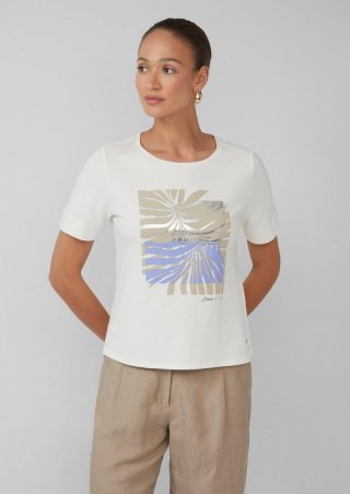 s.Oliver T-Shirt aus Interlockjersey mit Frontprint - creme