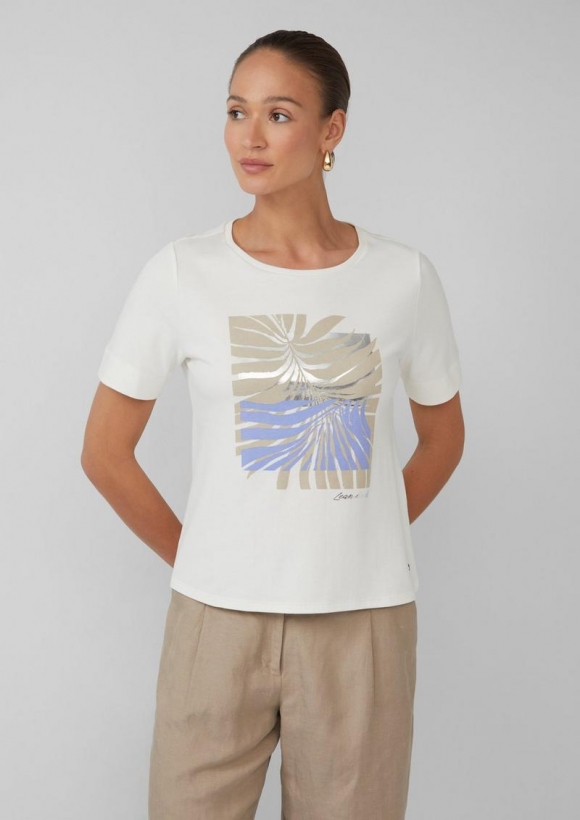 s.Oliver T-Shirt aus Interlockjersey mit Frontprint - creme s.Oliver T-Shirt aus Interlockjersey mit Frontprint - creme