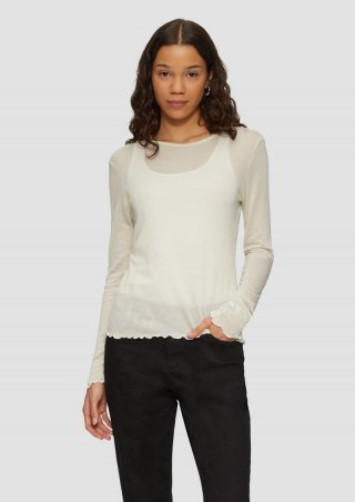 s.Oliver Jersey-Shirt mit Glitzergarn - beige