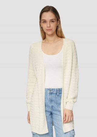 s.Oliver Offener Long-Cardigan mit Strukturmuster - ecru