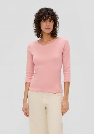 s.Oliver 3/4-Ärmel-Shirt mit Rollsaum - zartrosa