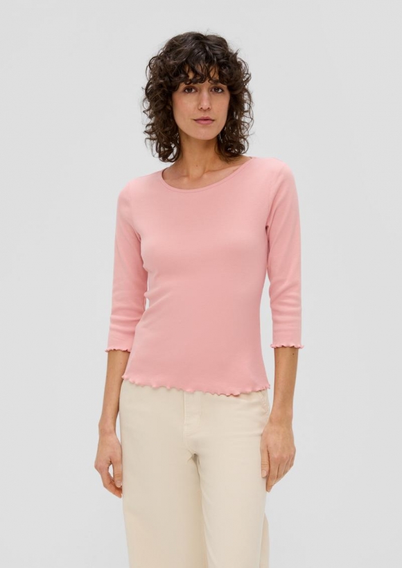 s.Oliver 3/4-Ärmel-Shirt mit Rollsaum - zartrosa