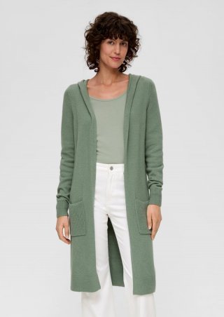 s.Oliver Long-Cardigan mit Kapuze - salbeigrün