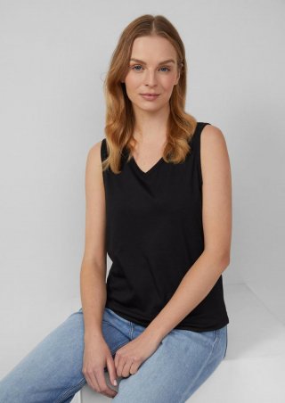 s.Oliver Top mit V-Ausschnitt und Rücken-Detail - schwarz