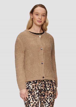 s.Oliver Strickjacke aus Bouclé im Wollmix - sandfarben