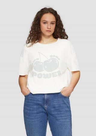 s.Oliver Printshirt mit überschnittener Schulter - ecru