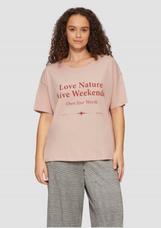 s.Oliver Print-Shirt mit überschnittenen Schultern - perlmuttrosa