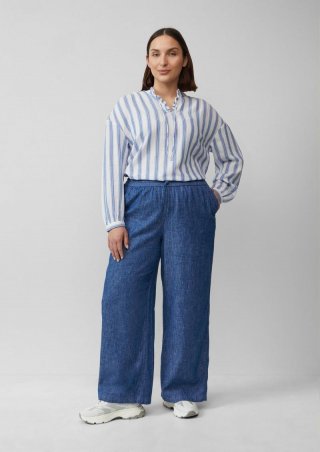 s.Oliver Wide-Leg-Hose aus Leinenmix in Denim-Optik - blau