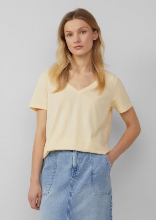 s.Oliver T-Shirt mit V-Ausschnitt - vanille
