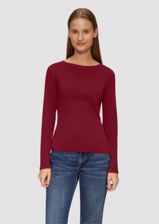 s.Oliver Langarm-Shirt im Slim Fit - rubinrot