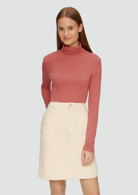 s.Oliver Elastisches Langarmshirt mit Rollkragen - papaya