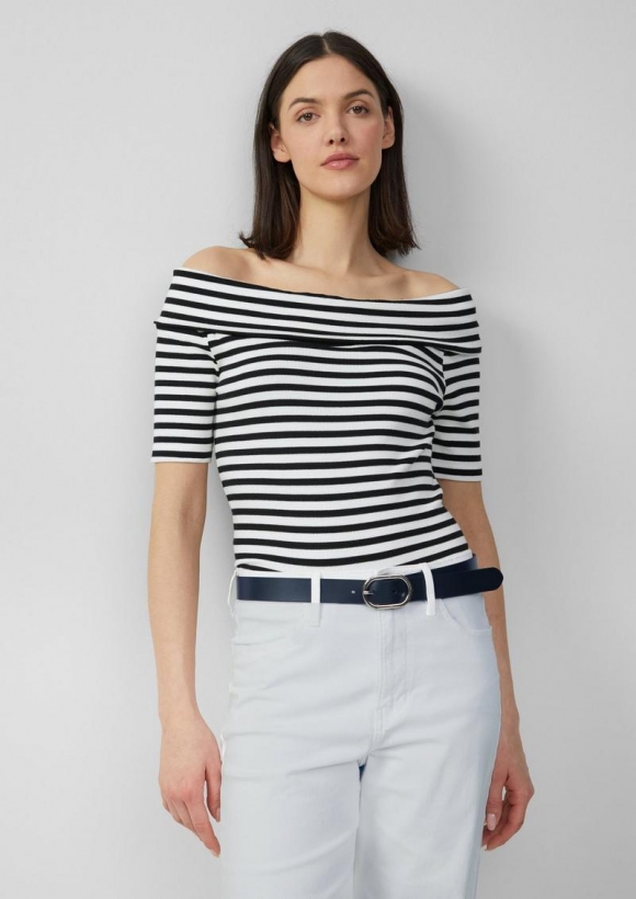s.Oliver Shirt mit Off-Shoulder-Ausschnitt - ecru