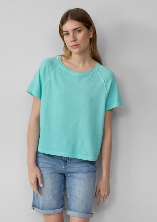 s.Oliver Baumwoll-T-Shirt im Relaxed Fit mit Raglanärmeln - türkis