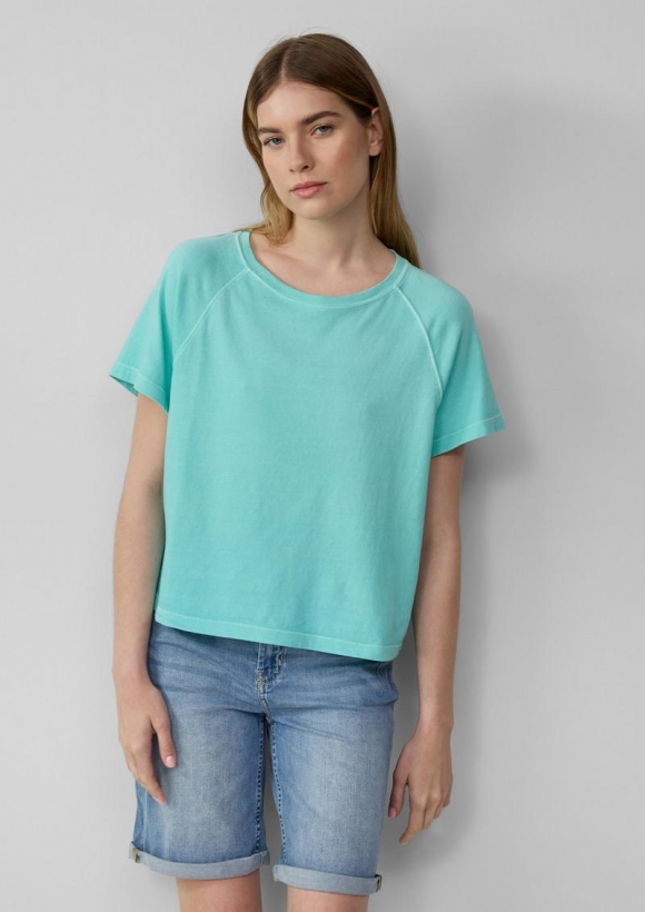 s.Oliver Baumwoll-T-Shirt im Relaxed Fit mit Raglanärmeln - türkis
