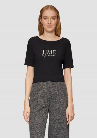 s.Oliver T-Shirt mit Statement-Print - schwarz