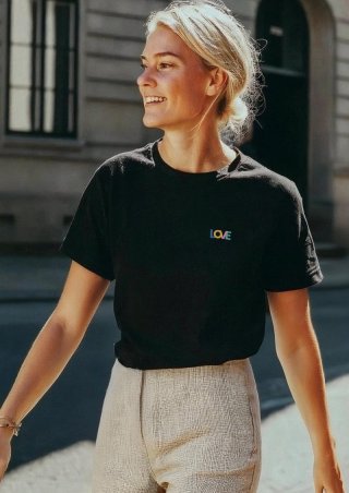 s.Oliver T-Shirt mit Pride-Motiv - schwarz