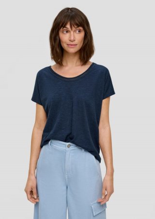 s.Oliver Shirt im Relaxed Fit mit Stickerei - tiefblau