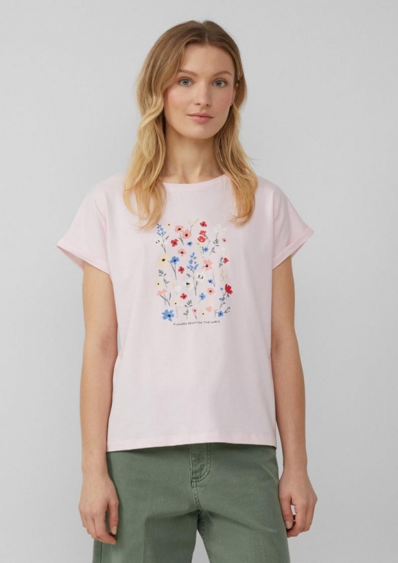 s.Oliver T-Shirt mit Frontprint im Relaxed Fit - zartrosa
