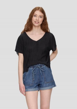 s.Oliver T-Shirt im Relaxed Fit mit Strukturmuster - schwarz