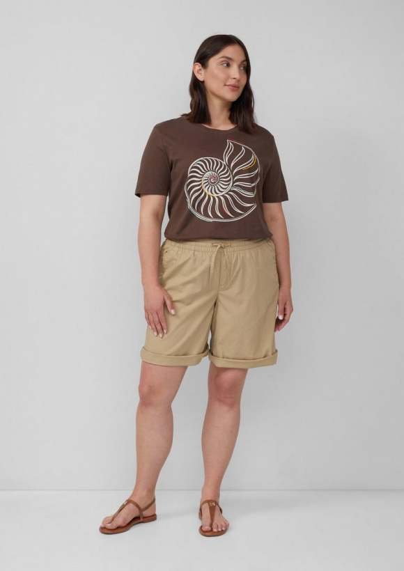 s.Oliver Leichte Shorts aus Baumwollmix im Relaxed Fit - hellbraun