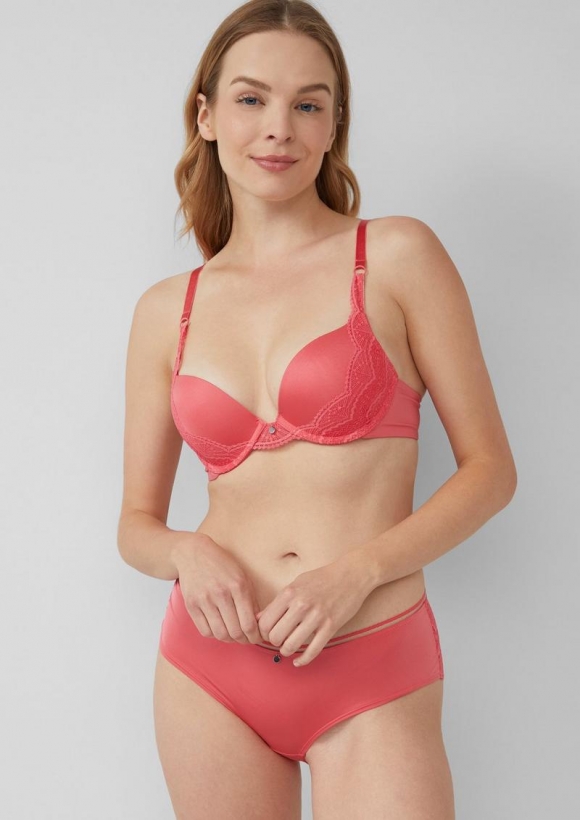 s.Oliver Push-Up-BH mit Spitzen-Detail - koralle