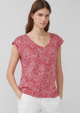 s.Oliver Ärmelloses Relaxed-Fit-Shirt mit Cut-out und Schleife - mohnrot
