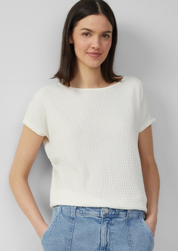 s.Oliver Relaxed-Fit-Shirt in Struktur-Optik - creme