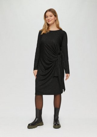 s.Oliver Glitzerndes Jersey-Kleid mit Knotendetail - schwarz