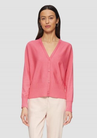 s.Oliver Strickjacke mit Strukturmuster am Saum - koralle