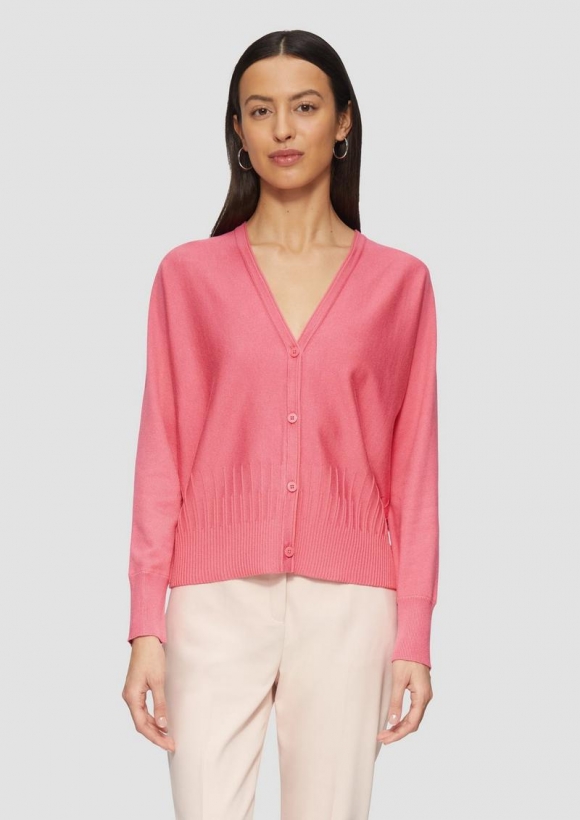 s.Oliver Strickjacke mit Strukturmuster am Saum - koralle