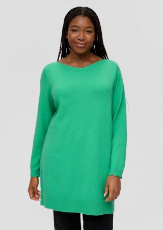 s.Oliver Strickpullover mit Wellen-Ausschnitt - grün