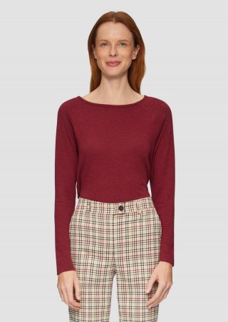 s.Oliver Langarmshirt mit Flammgarnstruktur und Raglanärmeln - rubinrot