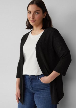 s.Oliver Cardigan aus Bouclégarn mit 3/4-Ärmeln - schwarz
