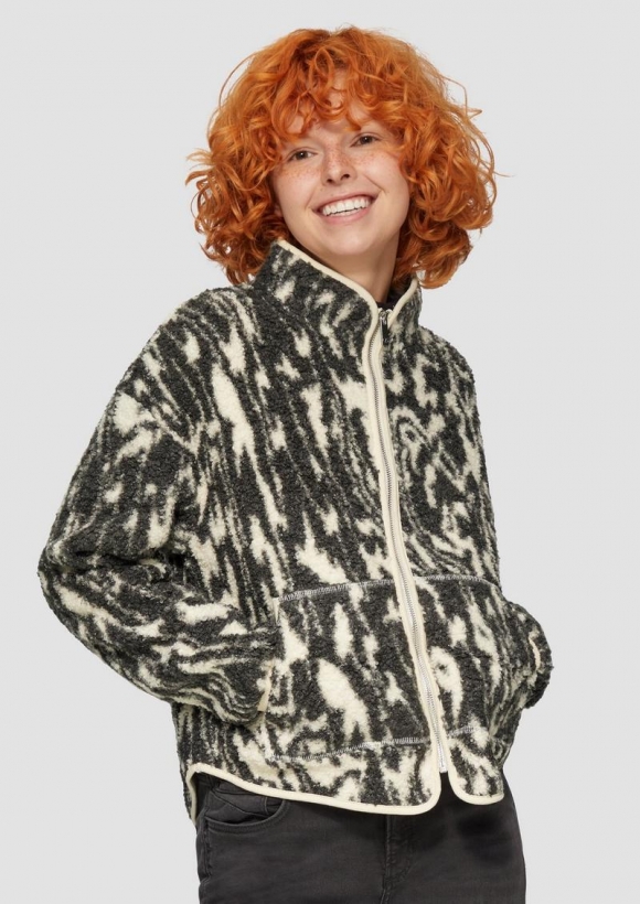 s.Oliver Teddyjacke mit All-over-Print - beige