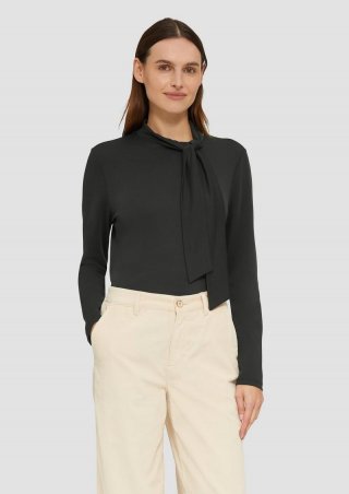 s.Oliver Elastisches Longsleeve aus Modalmix mit Knotendetail - schwarz