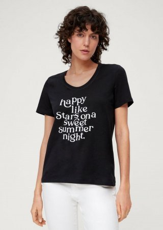 s.Oliver T-Shirt mit Statement-Print - schwarz