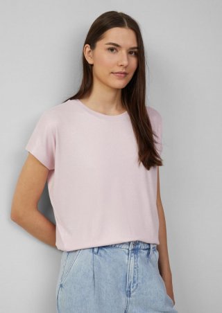 s.Oliver Schimmerndes T-Shirt mit Ripp-Struktur - zartrosa