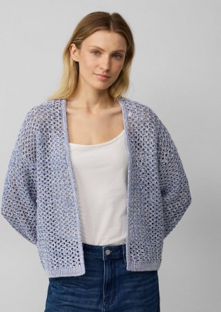 s.Oliver Ajour-Strickcardigan aus Baumwollmix - blassblau