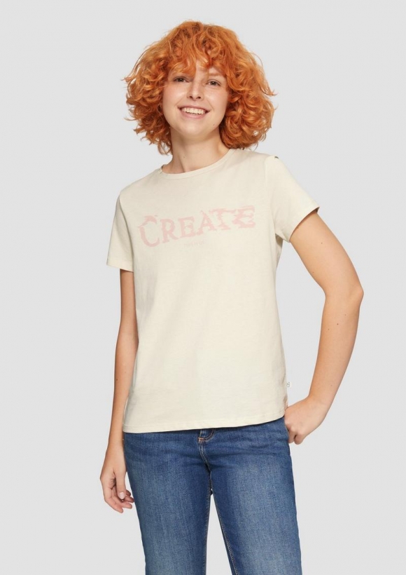 s.Oliver T-Shirt mit Frontprint - creme