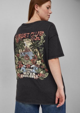 s.Oliver Gewaschenes T-Shirt mit Backprint - schwarz
