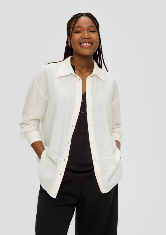 s.Oliver Oversized Bluse aus Viskosemix - ecru