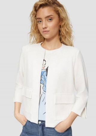 s.Oliver Scuba-Sweatjacke mit Faltendetail - creme