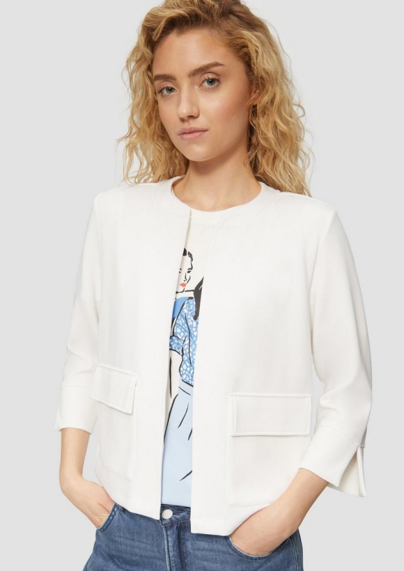 s.Oliver Scuba-Sweatjacke mit Faltendetail - creme