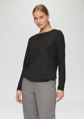 s.Oliver Langarm-Shirt mit Metallic-Effekt - schwarz