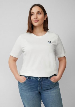 s.Oliver T-Shirt mit Herz-Stickerei - ecru