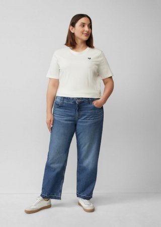s.Oliver Cropped Jeans / Straight Fit / Mid Rise / Straight Leg / mit Saumdetails - blau