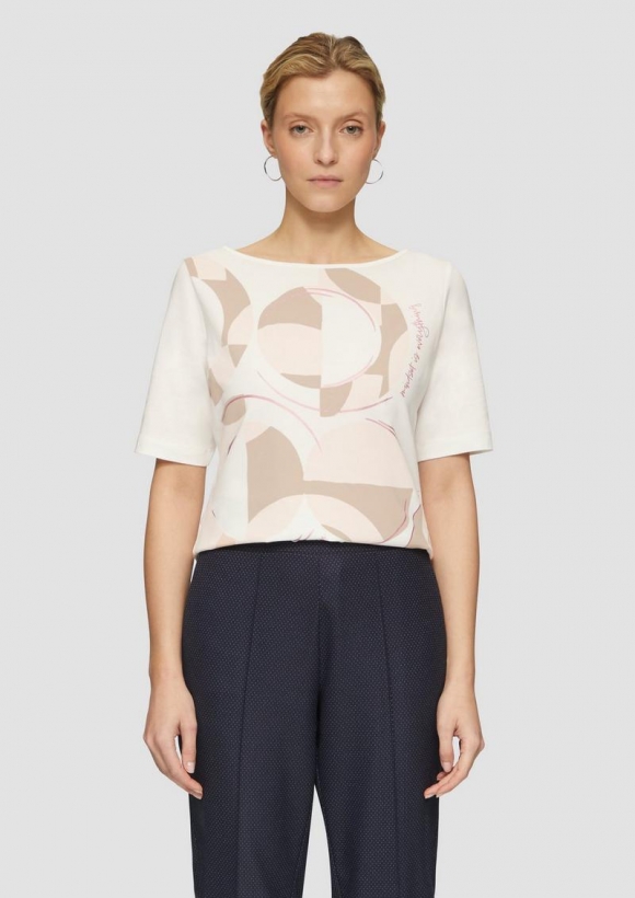 s.Oliver T-Shirt mit Frontprint - ecru