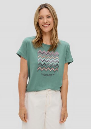s.Oliver T-Shirt mit Pailletten - helles petrol
