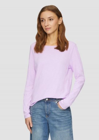 s.Oliver Longsleeve mit Flammgarnstruktur und U-Boot-Ausschnitt - lavendel