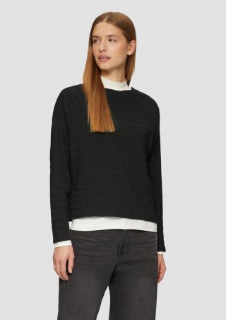 s.Oliver Strukturiertes Jersey-Shirt mit Raglan-Ärmeln - schwarz